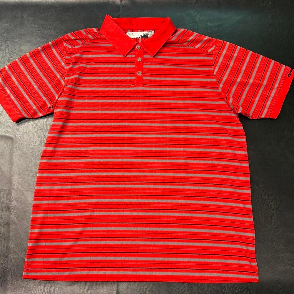 Oakley Men's Red and Orange Polo-shirts